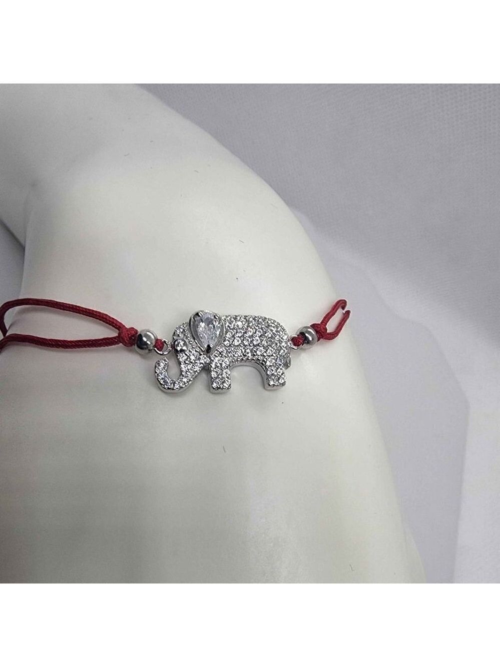 925 Sterling Silver Elephant Good Luck Red String Bracelet